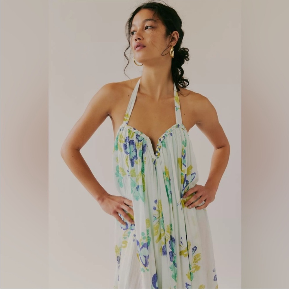▪️ Free People Flora Fabuloso Halter Tropical Braided Details Maxi Dress M - Picture 3 of 9